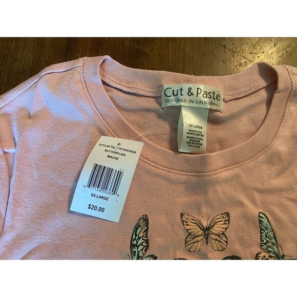 Cut and paste T-Shirt, Designed In California, Summer Crop Top, Size XX-Large - Picture 5 of 5